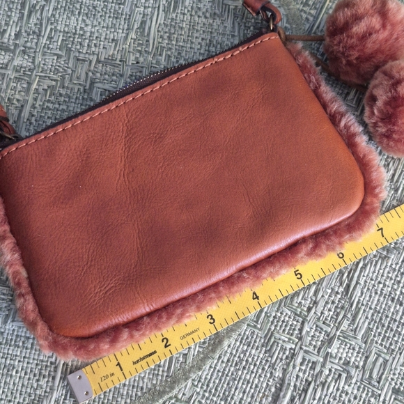 Patricia Nash Brown Leather Wristlet with Pom Poms - Picture 4 of 5